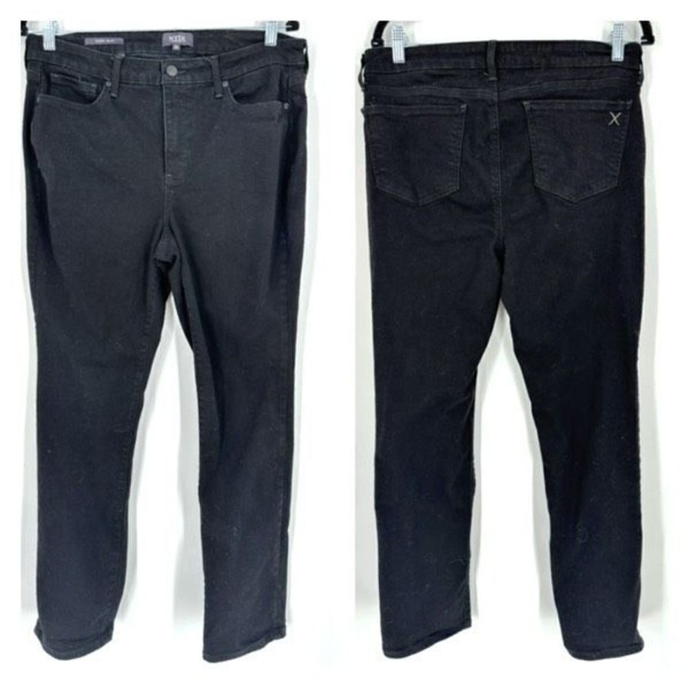 NYDJ Women's High Rise Sheri Slim Straight Jeans Black Denim high rise‎ Size 12